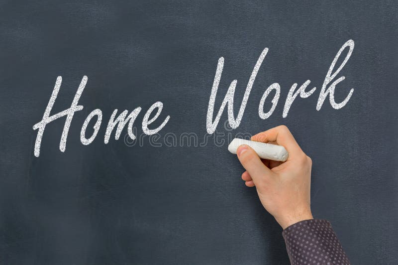 Man with Chalk Writing Home Work on Blackboard Stock Image Image of