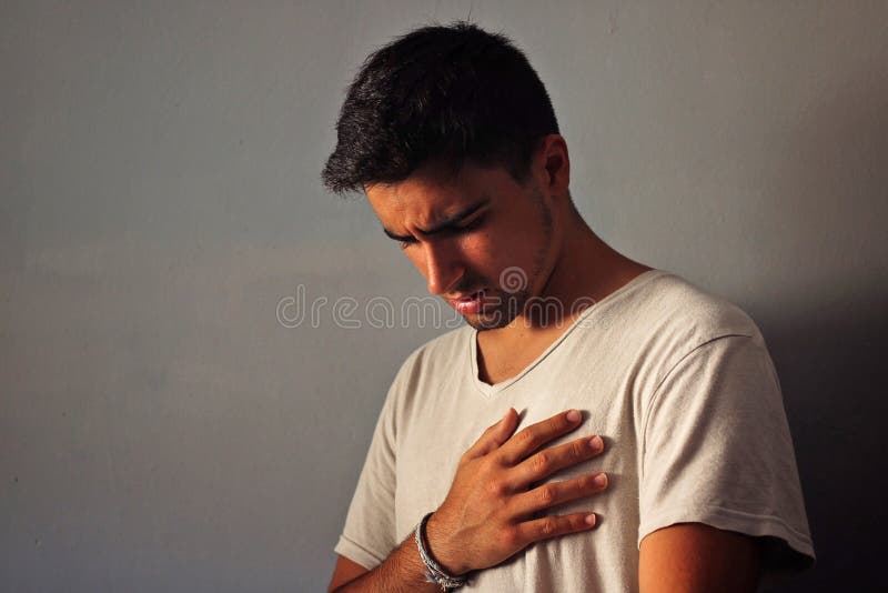 Man with chest pain. stock photo. Image of pain, young 151765682