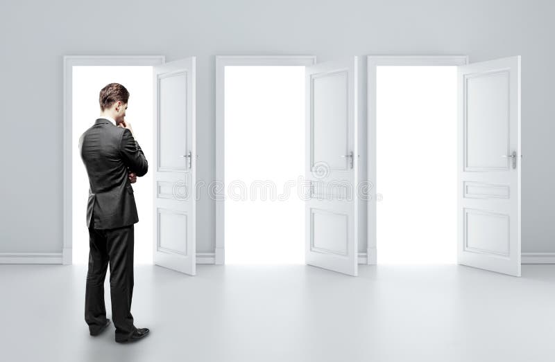 Man choosing door stock photo. Image of concepts, hand 26210012