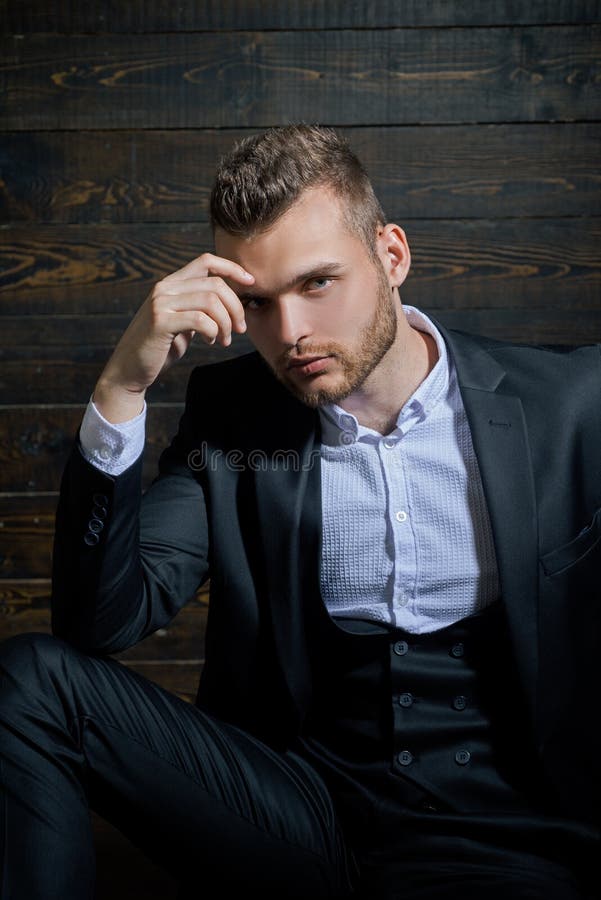 Man in classic suit shirt. Business confident. Portrait of handsome serious male model. Ambition and individuality royalty free stock photos Man in classic suit shirt. Business confident. Portrait of handsome serious male model. Ambition and individuality royalty free stock photos