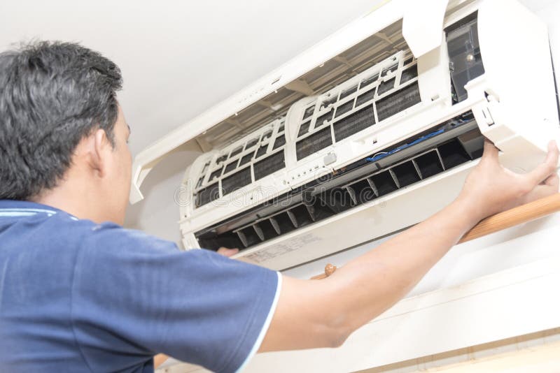Cleaning Air Condition System in Home Improvement Stock Image Image