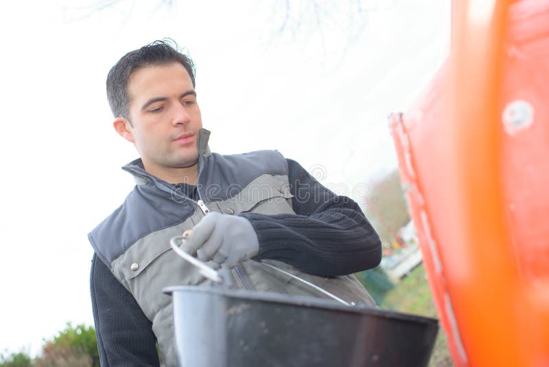 Man Cleaning Car with Bucket Stock Image Image of mode, colour 95338571