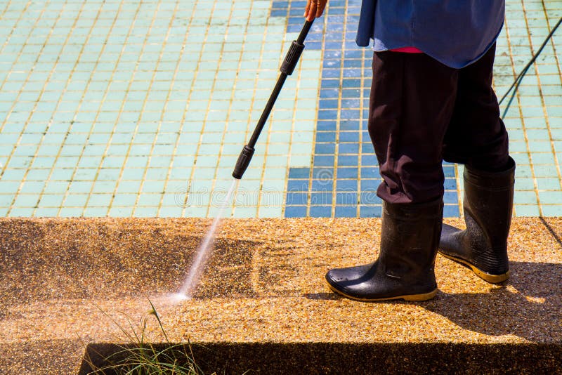 Floor Cleaning With High Pressure Water Jet Stock Photo - Image of ...