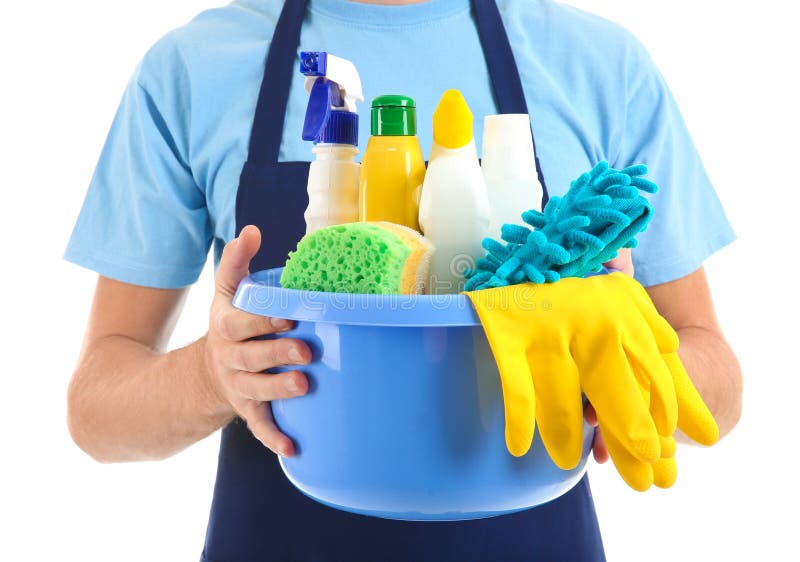 Woman with Cleaning Supplies in the Living Room Stock Photo - Image of  person, indoors: 51957938