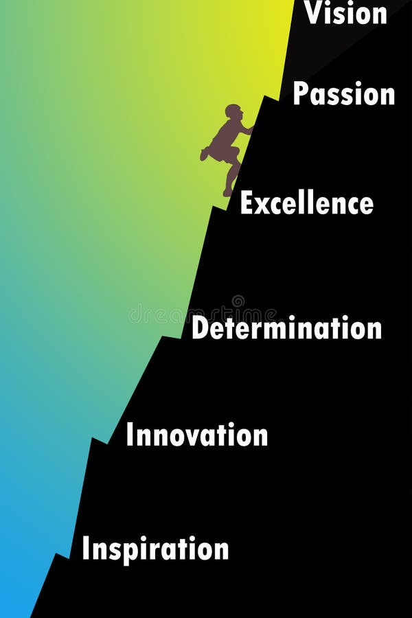 Man Climbing on a Mountain of Success Stock Illustration Illustration