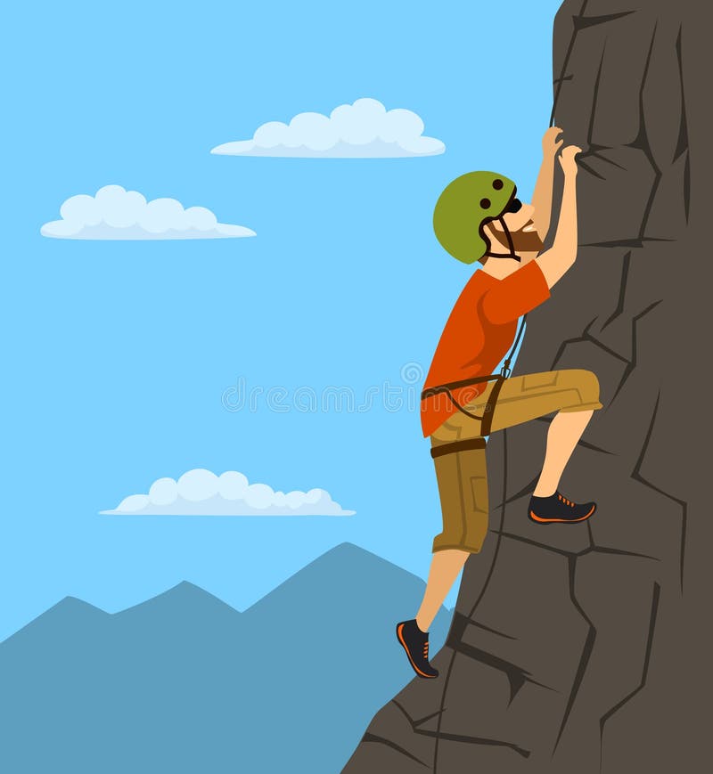 Man Climbing Up the Mountain Stock Vector - Illustration of peak, hang