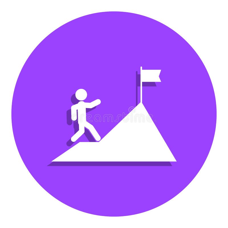 A man climbs a mountain badge icon. Simple glyph, flat vector of Finance icons for ui and ux, website or mobile application stock illustration