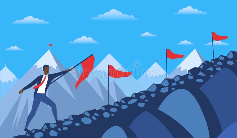 Man climbs mountain royalty free illustration