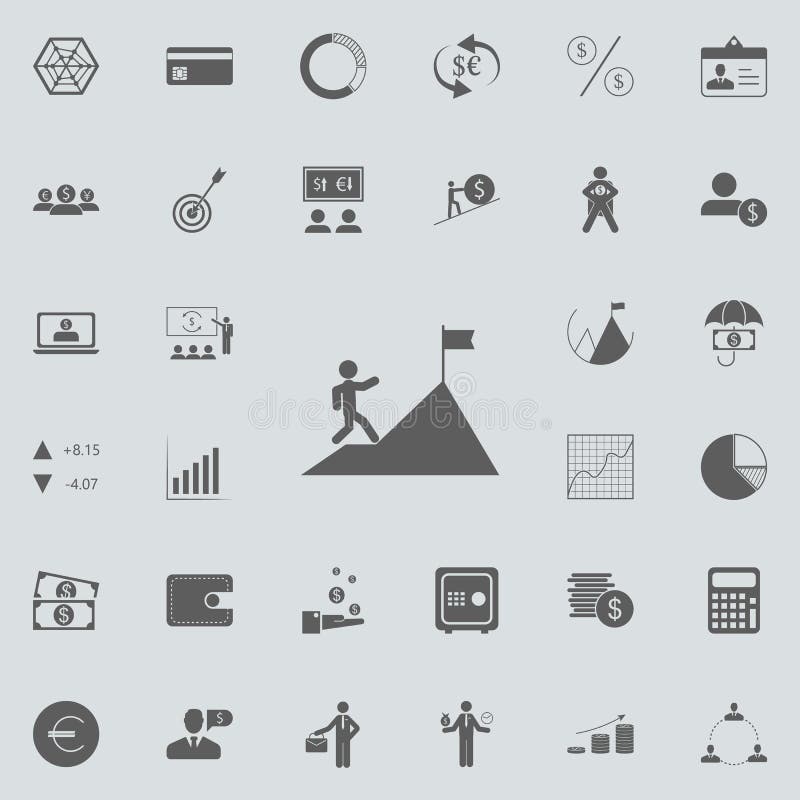 A man climbs a mountain icon. Detailed set of Finance icons. Premium quality graphic design sign. One of the collection icons for vector illustration