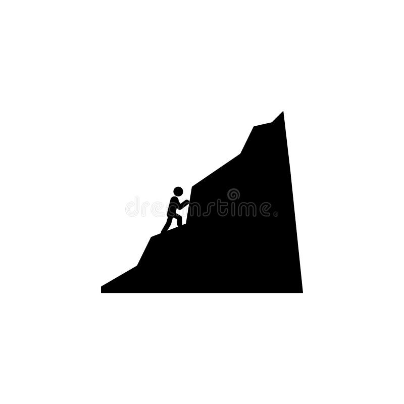 A man climbs a mountain icon. Element of overcome challenge illustration. Premium quality graphic design icon. Signs and symbols c vector illustration