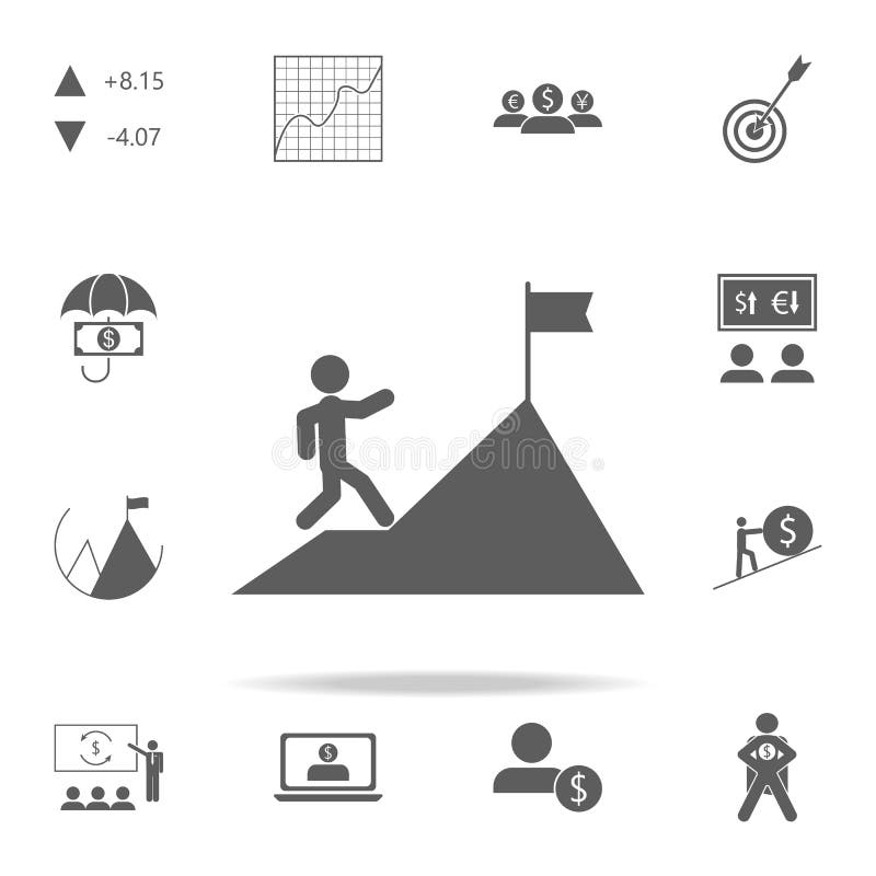 A man climbs a mountain icon. Finance icons universal set for web and mobile royalty free illustration