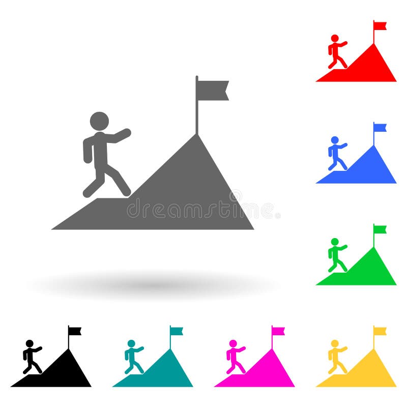 A man climbs a mountain multi color style icon. Simple glyph, flat vector of finance icons for ui and ux, website or mobile royalty free illustration