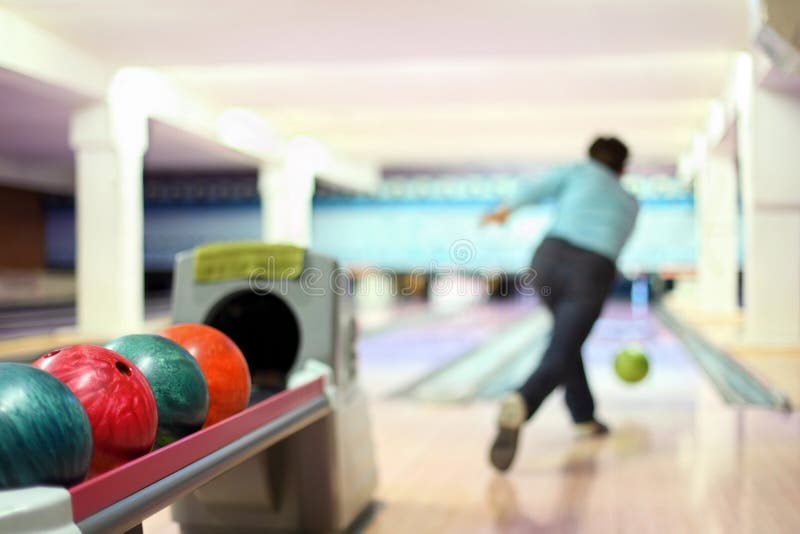 Man in Club for Bowling Throw Ball Stock Image Image of hall, ball