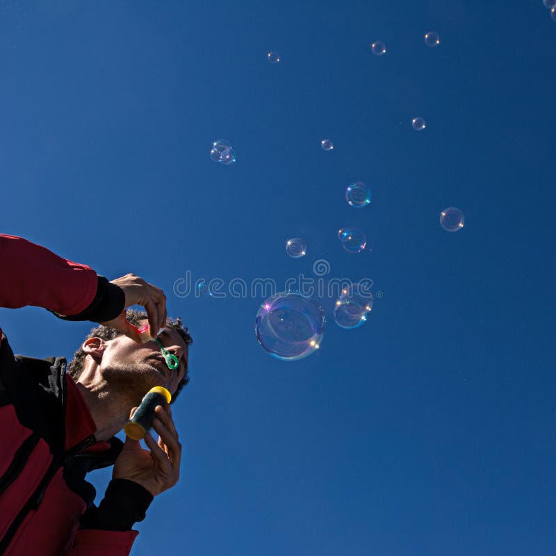 Soap Bubbles in the Blue Sky Stock Photo Image of abstract, snowflake