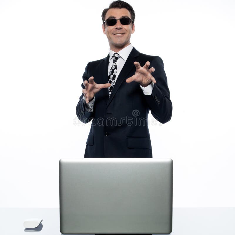 Man computer hacker internet piracy royalty free stock photos