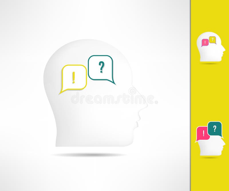 Man conflict in mind. Psychology conflict and dialogue. Conflicting thoughts and talking mind royalty free illustration