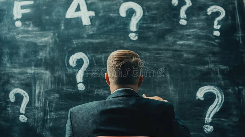 Man Confused by Mathematical Questions royalty free stock photos