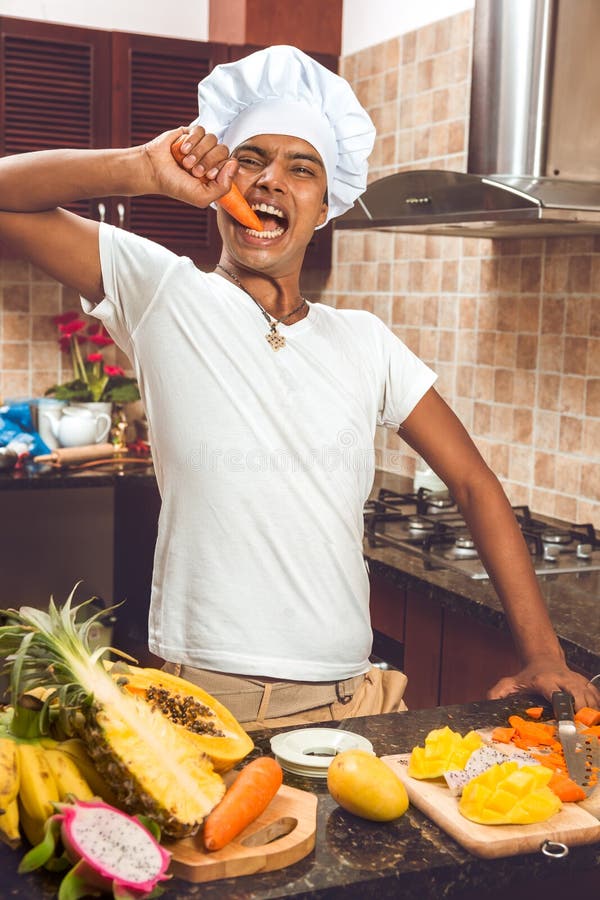 Man cooking in modern kitchen