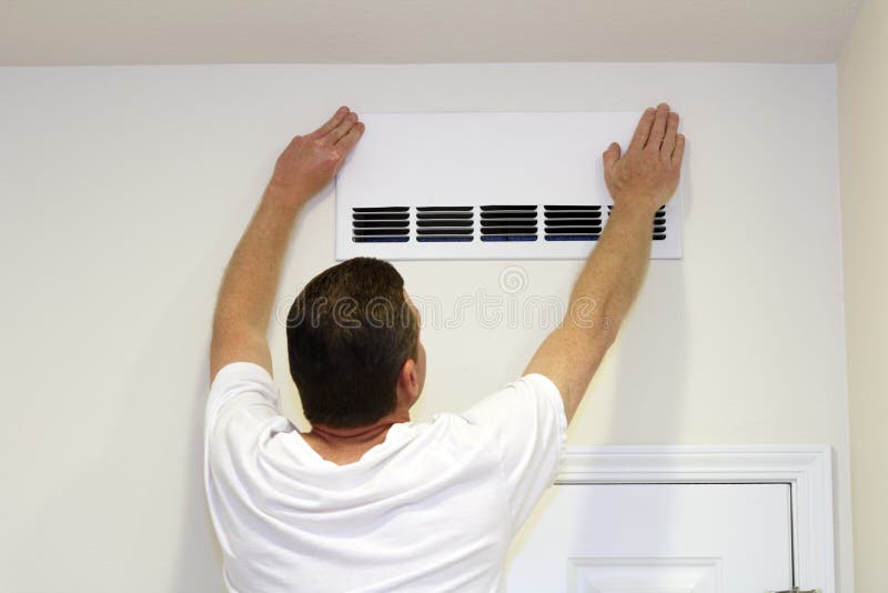 Man Covering Air Vent stock image. Image of white, allergies 26038361