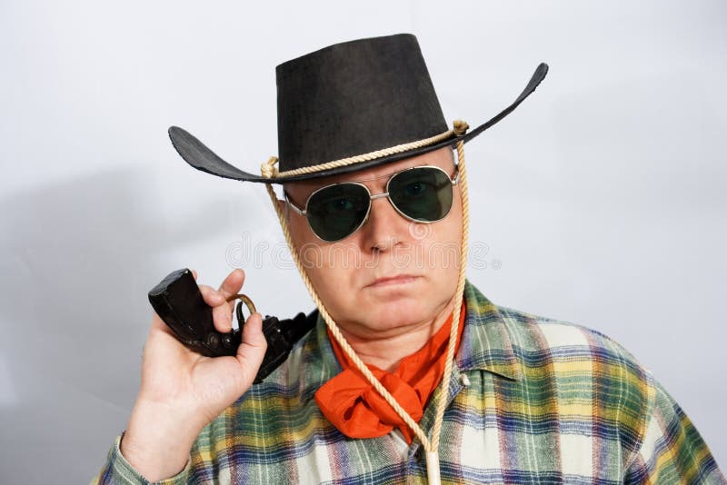Man in a cowboy hat stock photo