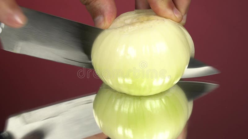 Man Cuts Onion In A Half, The Cook Makes Vegetable Salad ...