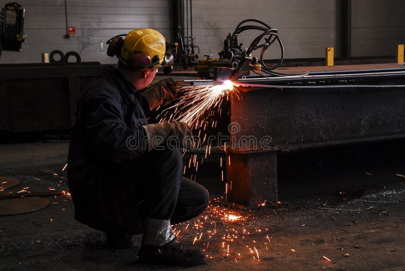 Man Cutting Steel at Shipyard Stock Photo - Image of work, steel: 61702426