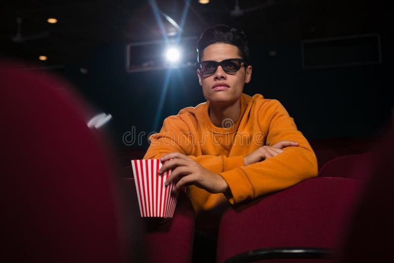 Man in 3d Glasses Watching Movie Stock Image Image of industry