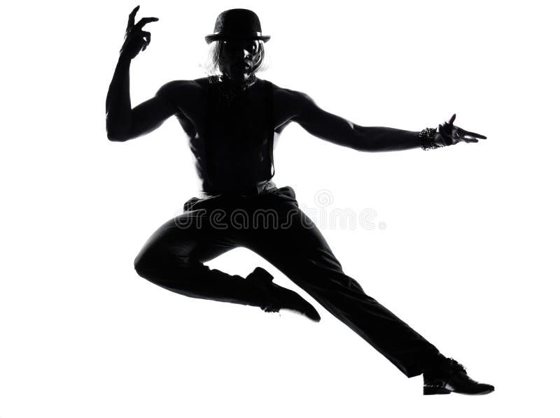 One african man dancer dancing cabaret burlesque on studio isolated white background