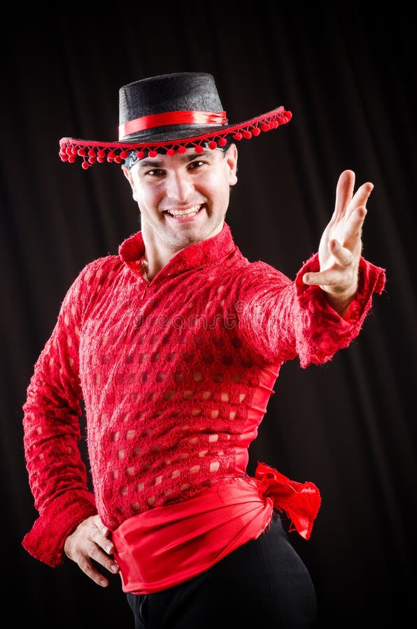 The Man Dancing Spanish Dance in Red Clothing Stock Photo Image of