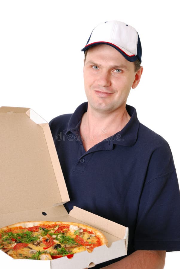 Pizza Delivery Man stock photo. Image of colorful, combo 7593304