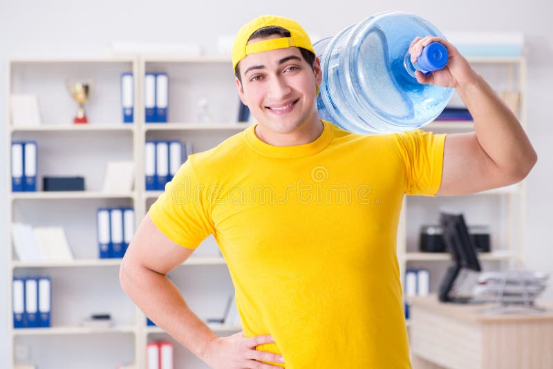 The Man Delivering Water Bottle To the Office Stock Image Image of