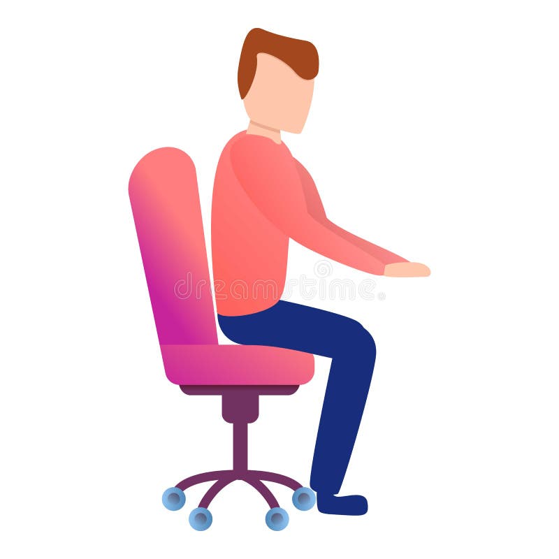 Man At Desk Chair Icon Cartoon Style Stock Vector Illustration