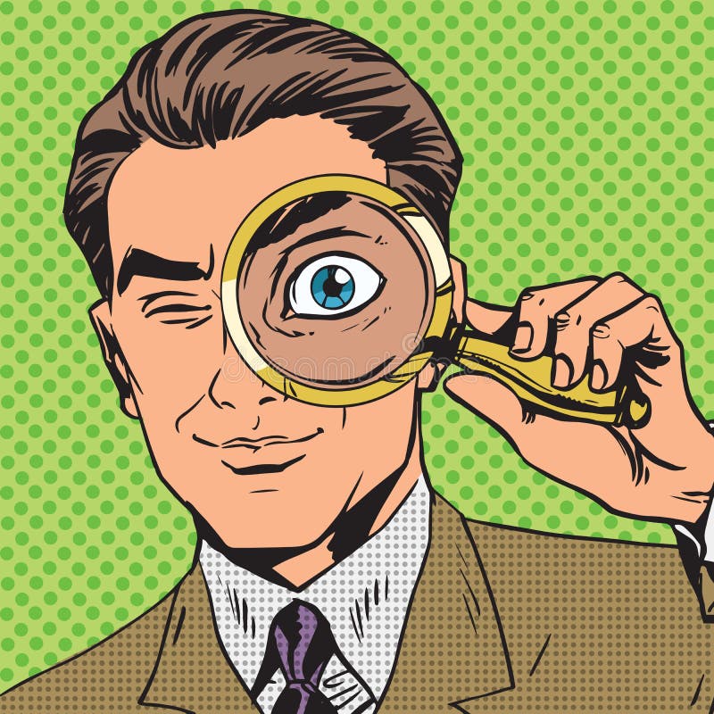 The man is a detective looking through magnifying vector illustration The man is a detective looking through magnifying vector illustration