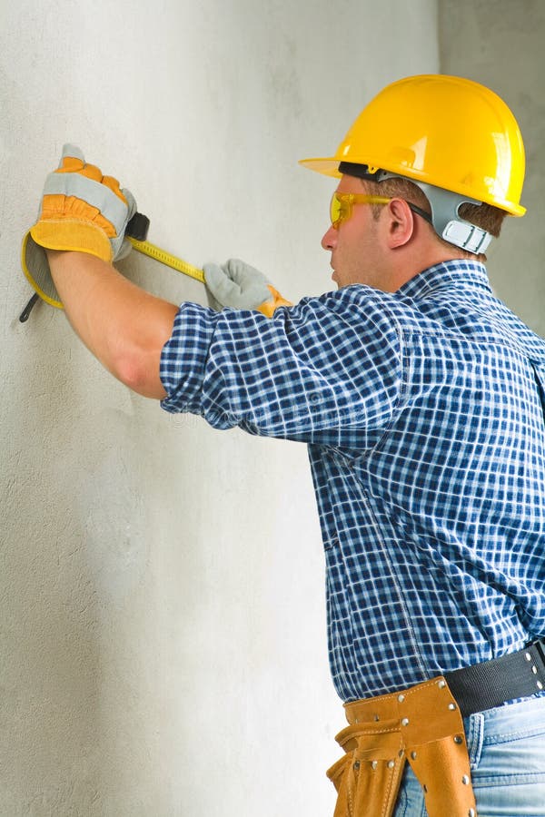 Man do the measure stock photo