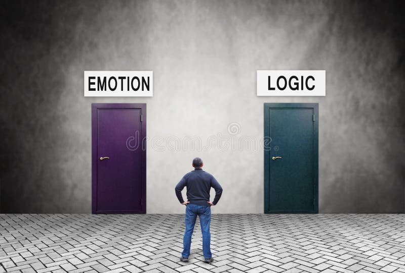 Man does not know where to go. Logic or Emotion royalty free stock images Man does not know where to go. Logic or Emotion royalty free stock images