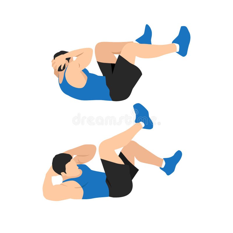 Man Doing Abdominal Workout with Bicycle Crunch Stock Vector Illustration of hard length 198695554