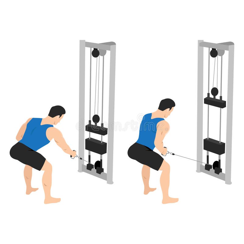 Man doing bent over one arm cable pull exercise. Cable One Arm Bent over Row