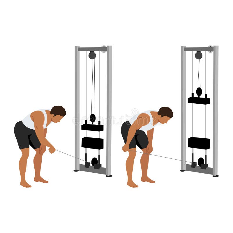 Man doing cable bent over one arm lateral raise exercise vector illustration