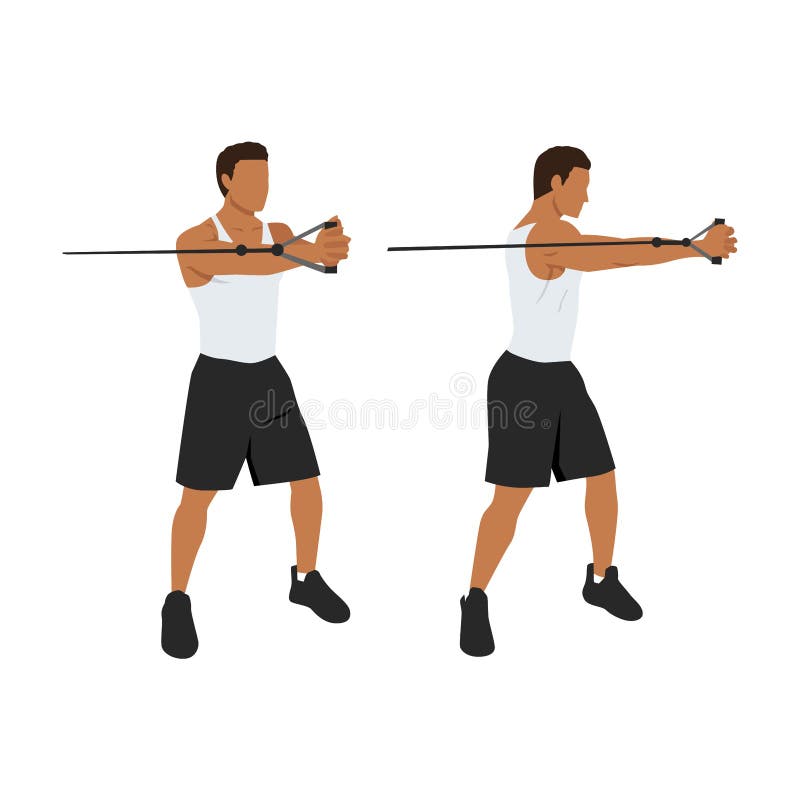 Man doing cable core rotation. Abdominals exercise. vector illustration