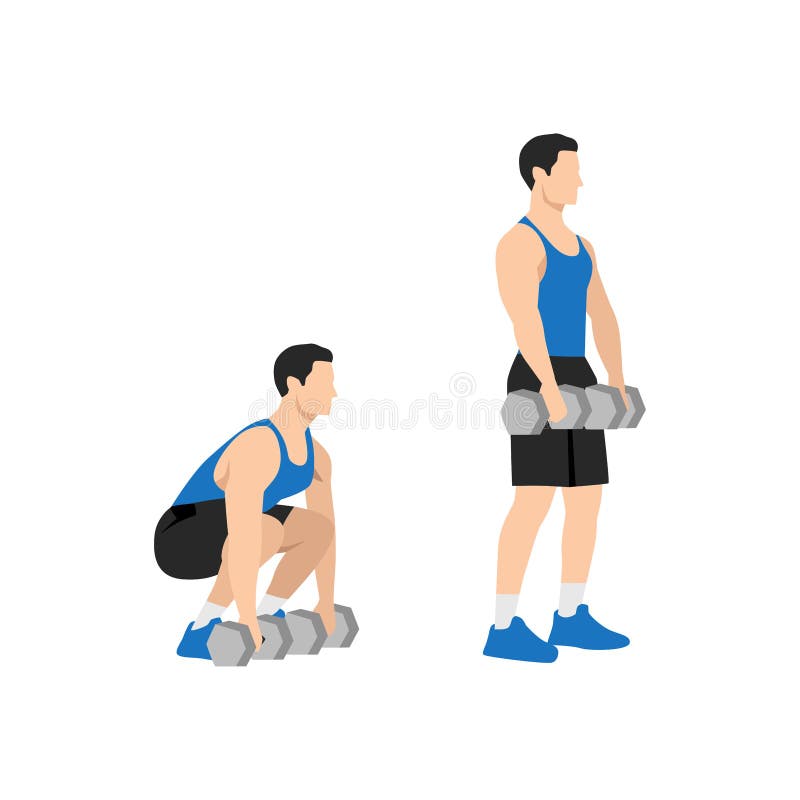 Man doing Dumbbell deadlift exercise. royalty free illustration