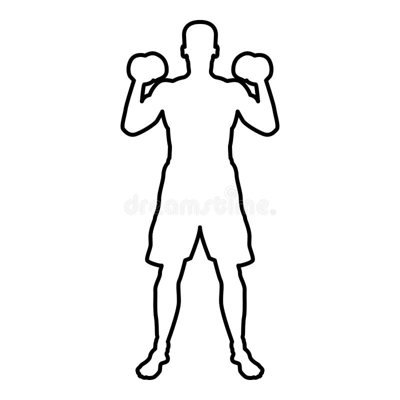 Man Doing Exercises With Dumbbells Sport Action Male Workout Silhouette