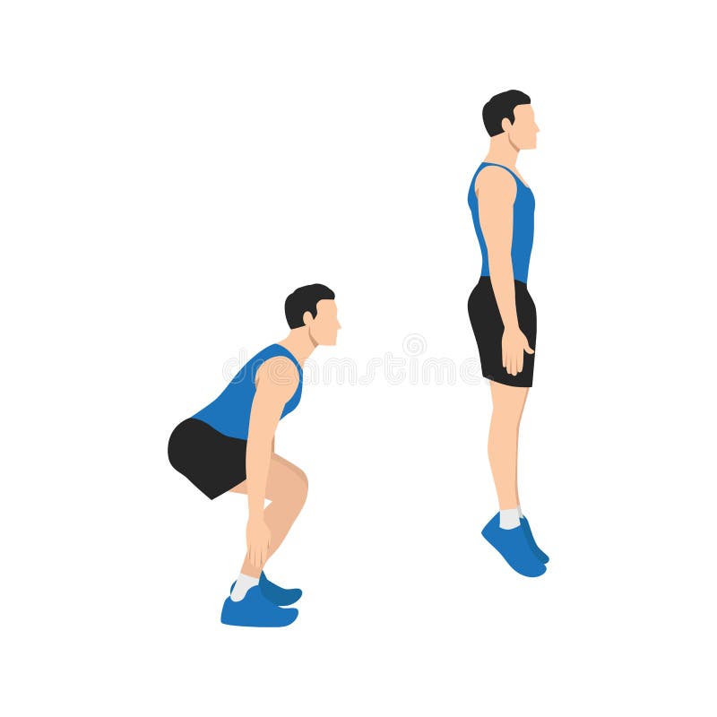 Floor power jumps knee to jump squats exercise Vector Image