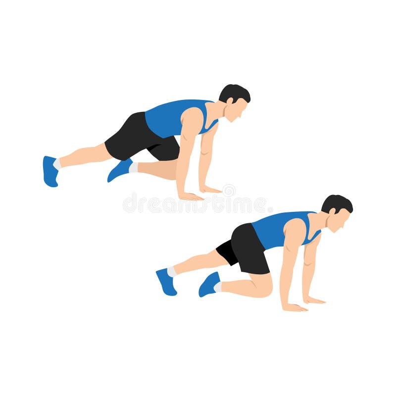 Man doing Mountain climber exercise. Flat vector vector illustration