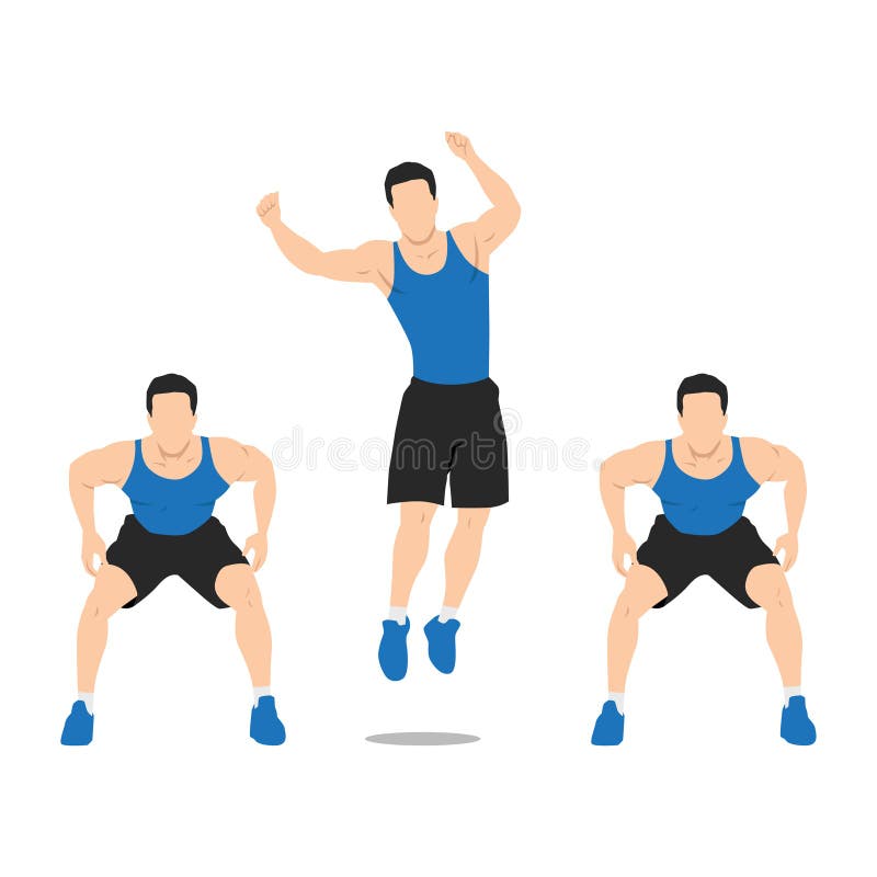 Floor power jumps knee to jump squats exercise Vector Image