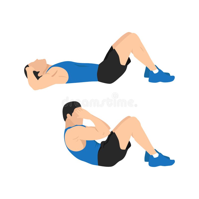 Man Doing Sit Ups Exercise. Abdominals Exercise Flat Vector Illustration  Stock Vector - Illustration of male, character: 201076158