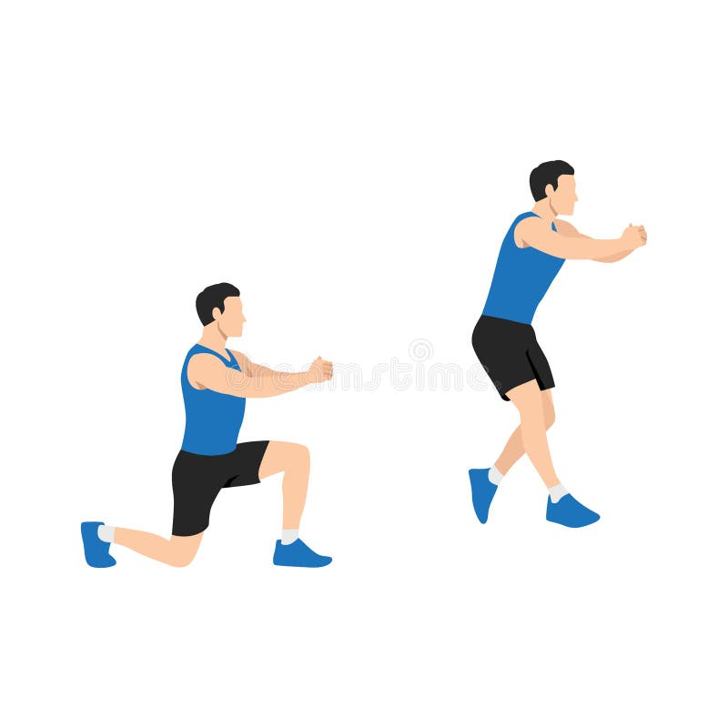 Man Doing Split Squat Jump Exercise. Flat Vector Stock Vector Illustration of guideline male 232064841