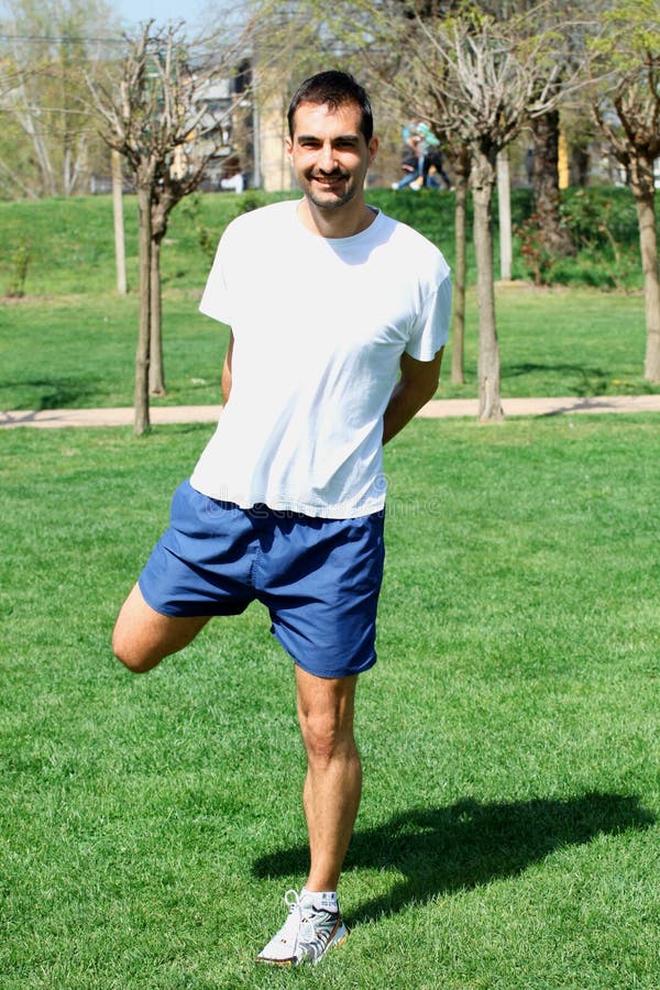Man Doing Sports and Stretching Exercises Stock Photo Image of