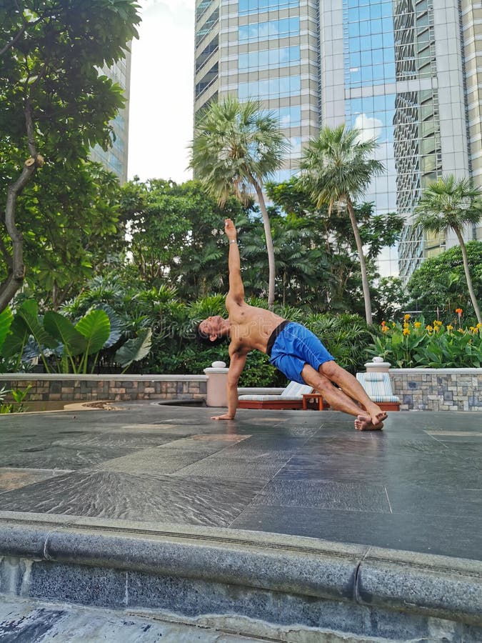 Man Doing Yoga Exercises Stock Photo Image Of Fitness 74098028