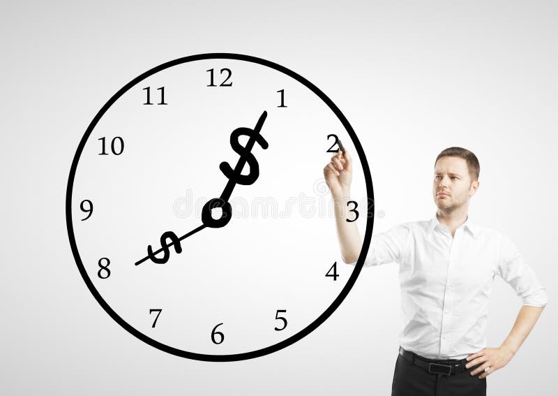 A Drawing of a Clock on a Piece of Paper. Stock Illustration