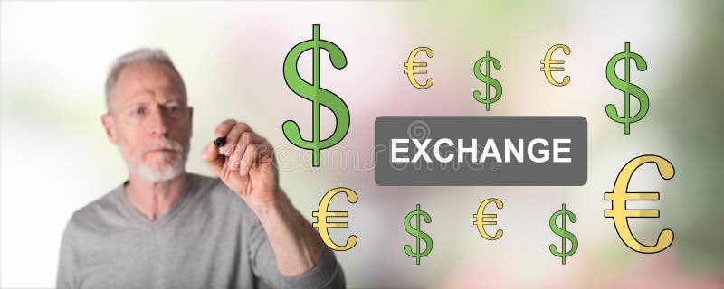 Man drawing exchange concept royalty free stock photography Man drawing exchange concept royalty free stock photography